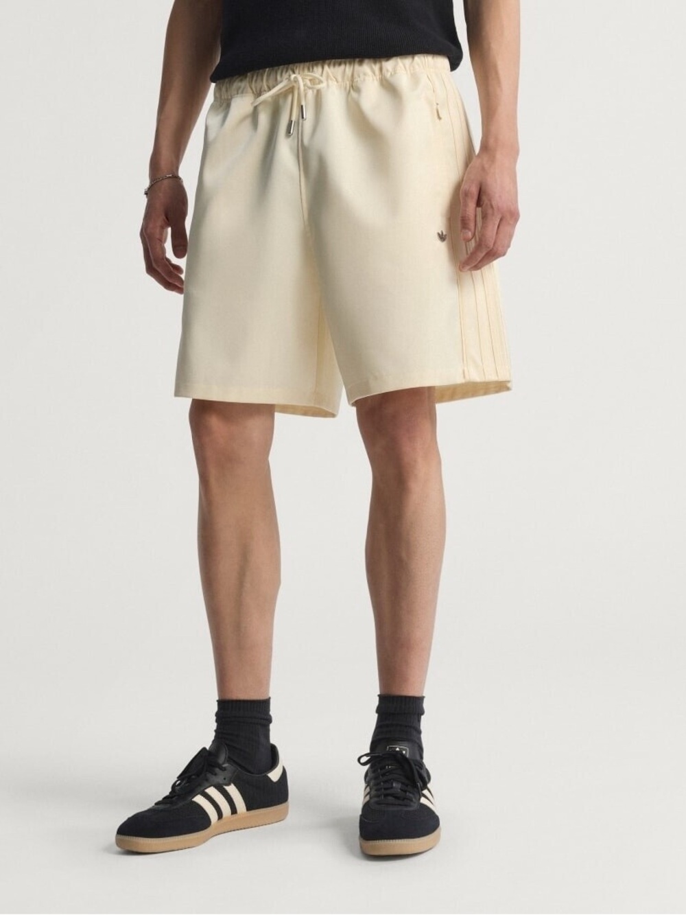 adidas Originals Men's Premium Satin Shorts Cream White